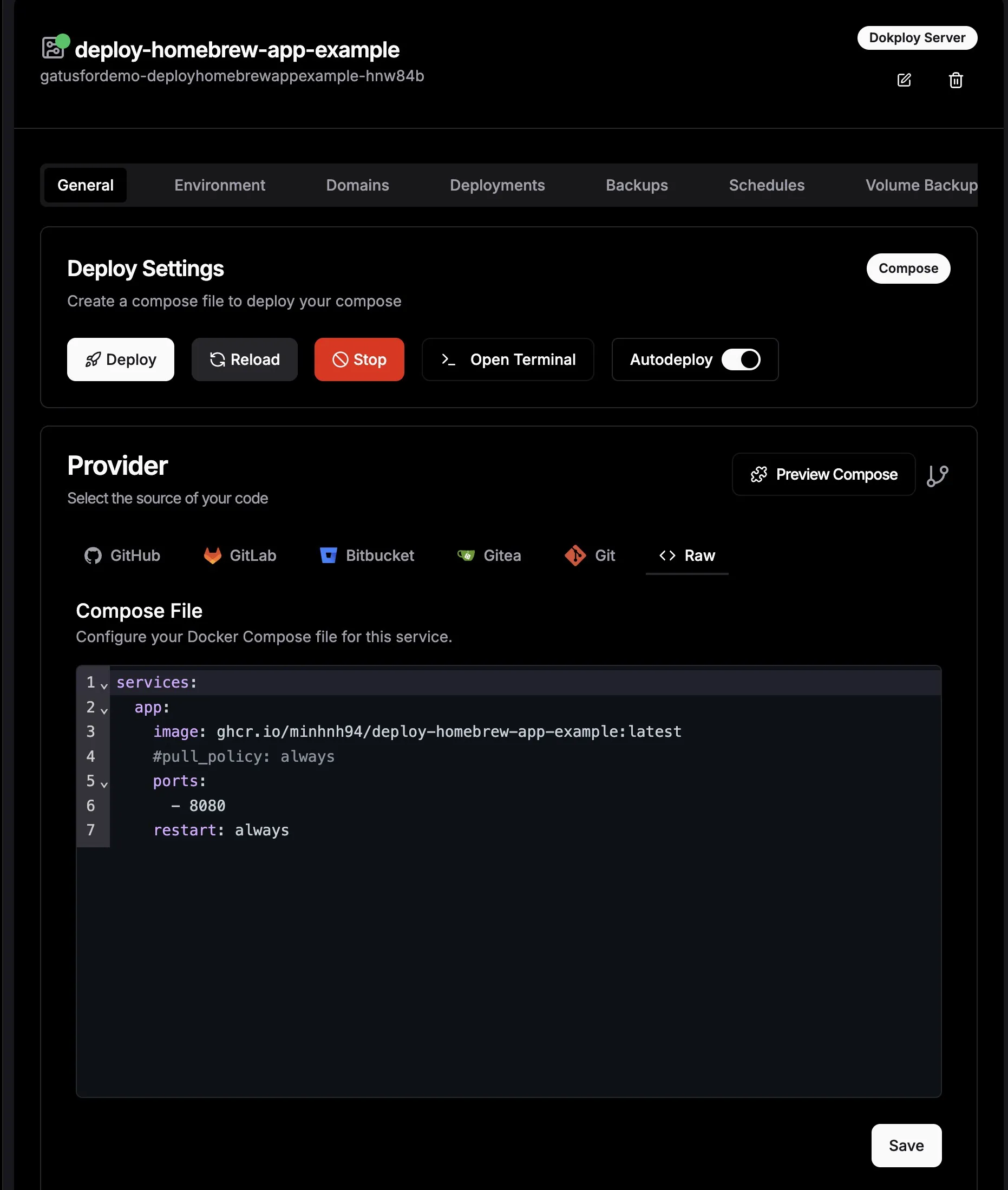 Replace the "image" value with your own image tag of course.