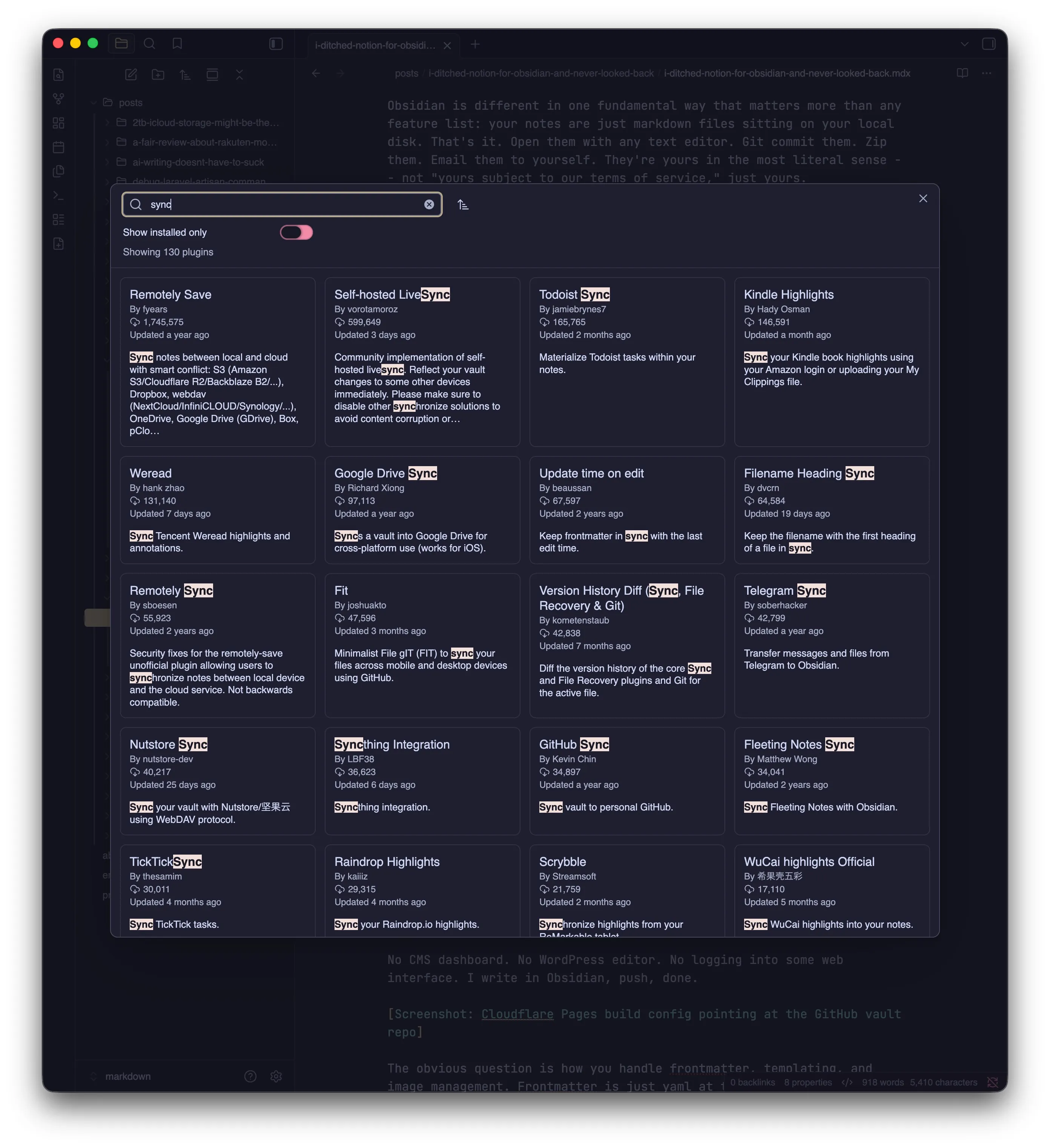 Obsidian sync plugin